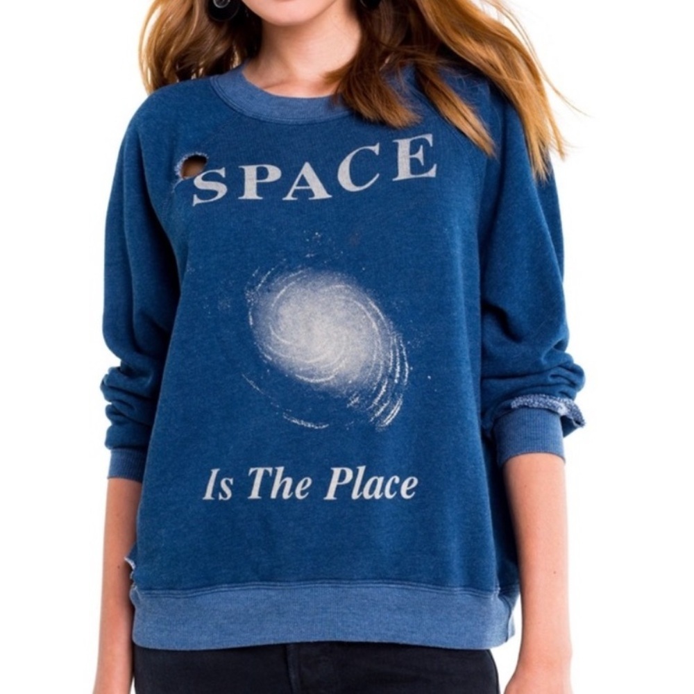 Wildfox “Space is the Place” Distressed Pullover Sweater Size M
